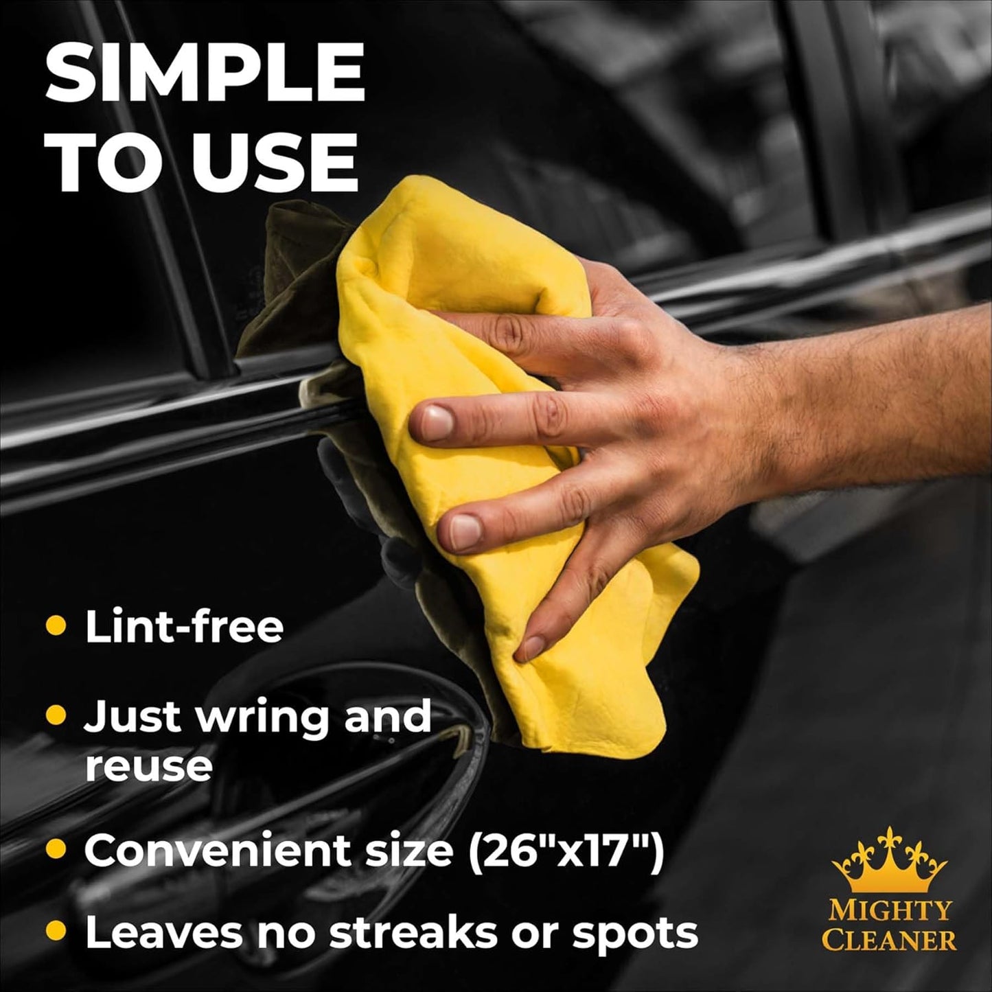 Premium 2pk +1 Free Shammy Cloth - Super Absorbent Chamois Towel - Reusable & Scratch-Free - Soft Car Drying Towels (26"x17")