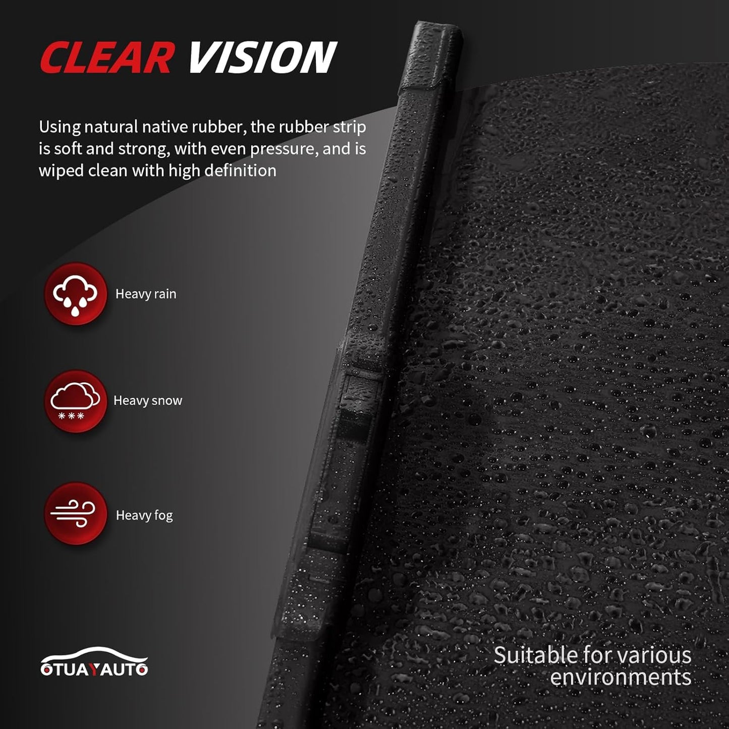 OTUAYAUTO Windshield Wiper Blades - Replacement for Nissan Rogue 08-13, Rogue Select 14-15, Original Factory Quality Front and Rear Wiper Blade - U Hook 26"+14"+12"(Pack of 3)