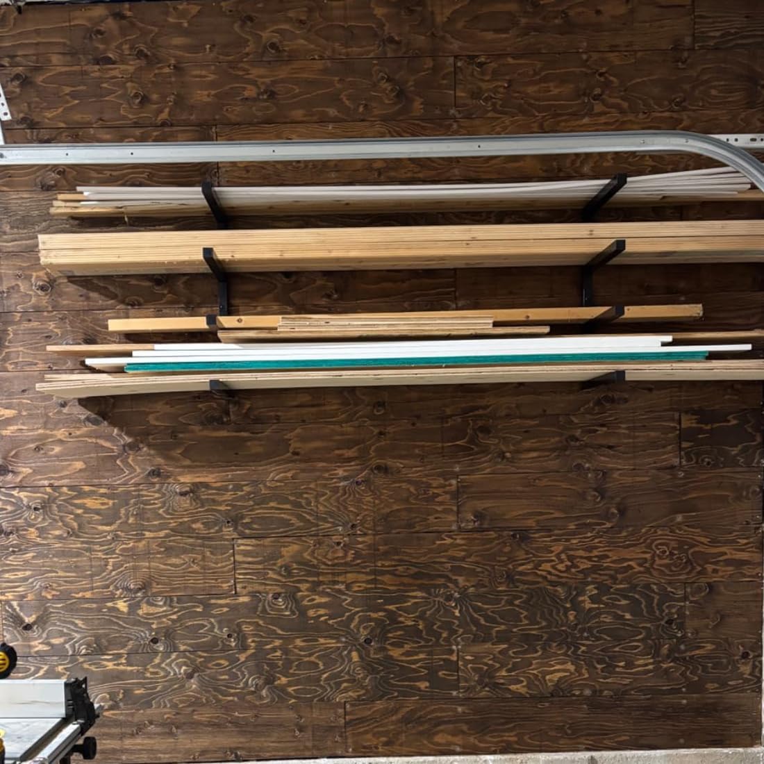 Lumber Storage Rack Metal Shelf Brackets, Sturdy Multipurpose Racking,Indoor & Outdoor Use (4 Level)