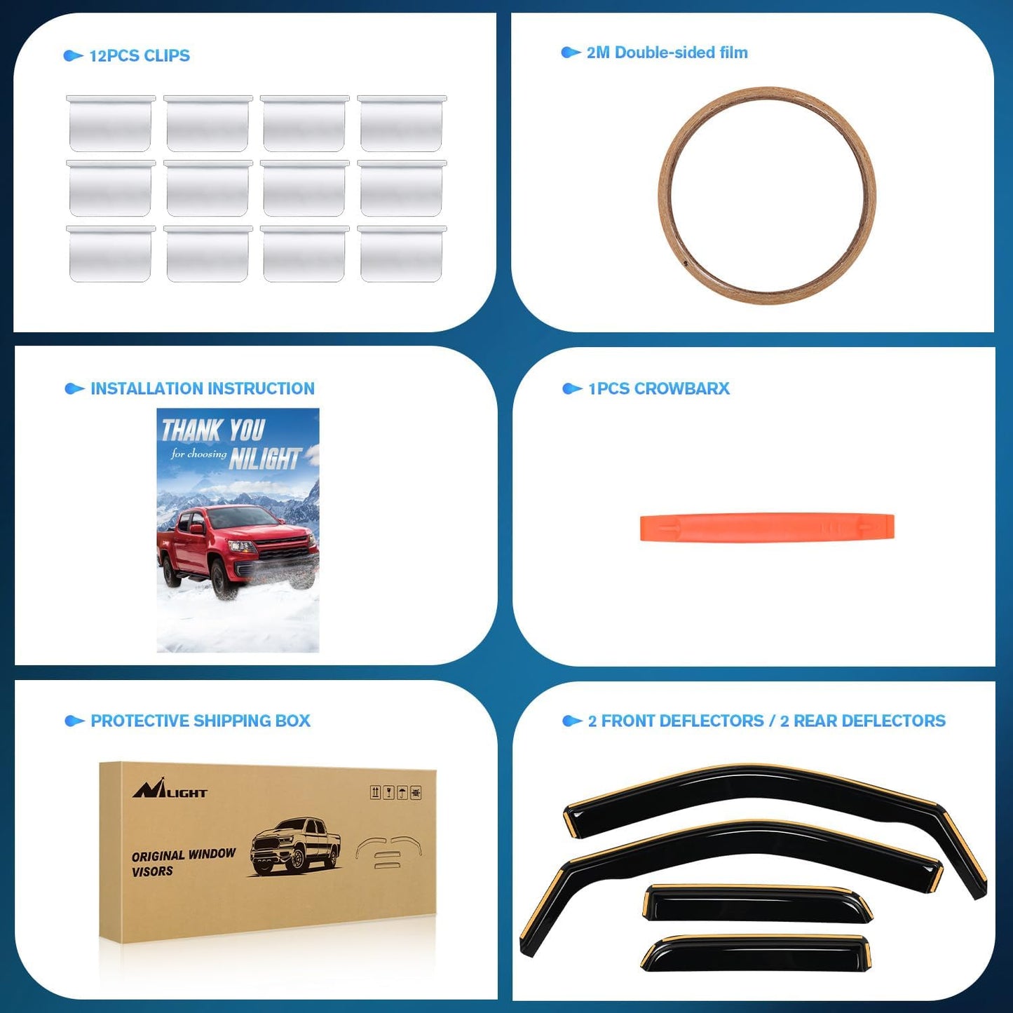 Nilight in Channel Rain Guards for Dodge Ram 1500 2009 2010 2011 2012 2013 2014 2015 2016 2017 2018 Quad Cab, Original Window Deflectors, Vent Window Visors-4pcs