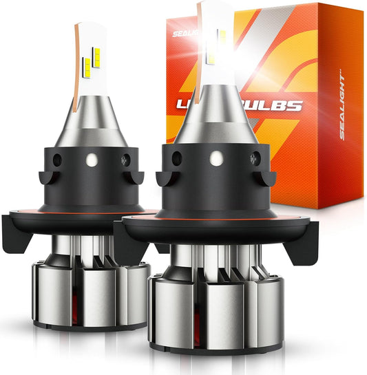 SEALIGHT H13 LED Bulbs, 36000LM Super Bright 9008 Driving Lights, 6000K Daylight with Cooling Fan, L2 H13/9008 Car Bulb 5 Min Plug-N-Play, Pack of 2