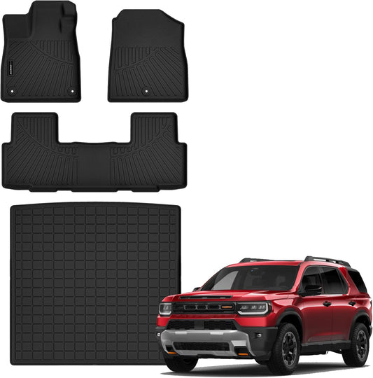 Auxko All Weather Floor Mats Cargo Mat for Honda Passport 2026 TPE Liners All Season Accessories Guard Odorless Anti-Slip Floor Liners Trunk Tray for Honda Passport 2026