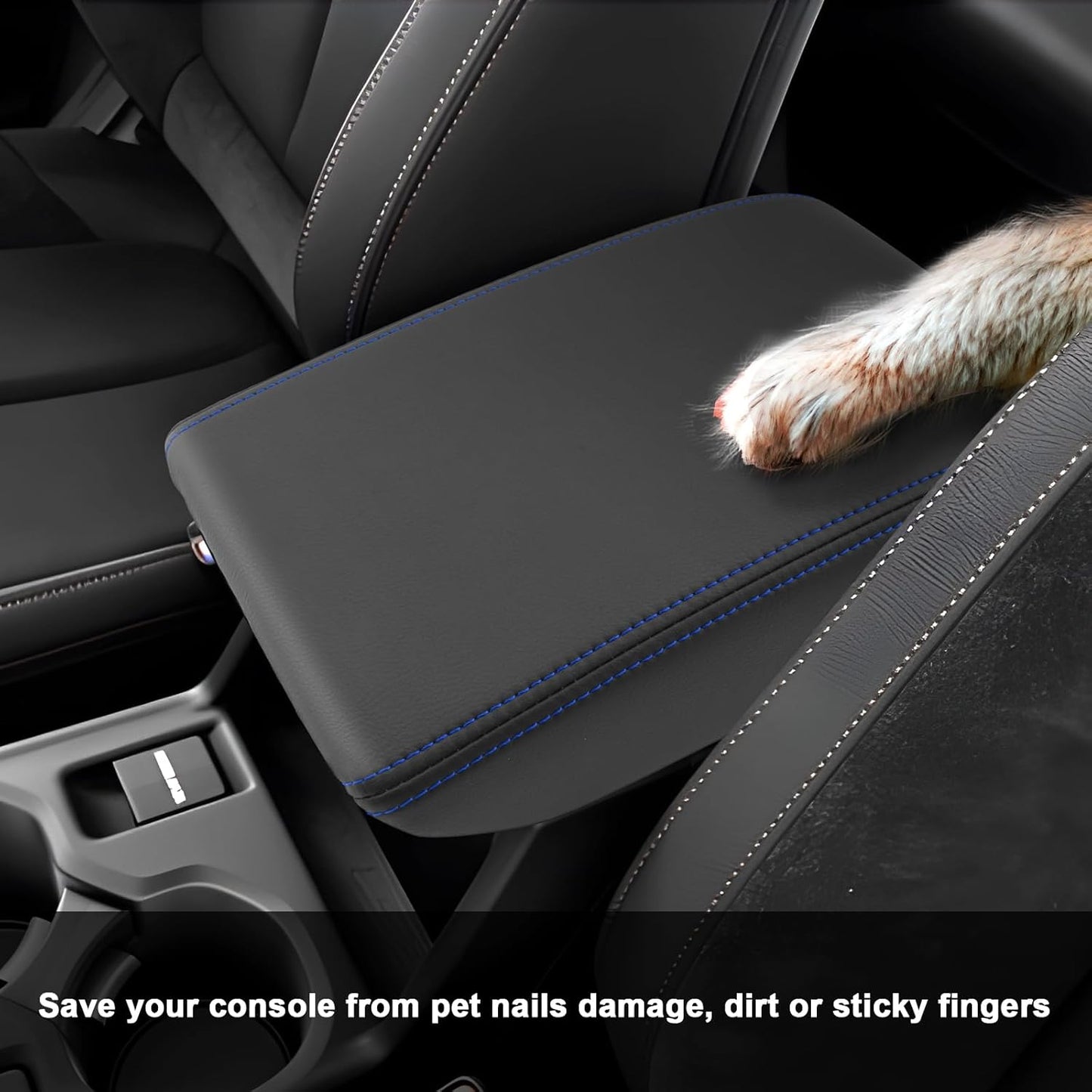 SXCY for Forester Accessories 2025 Armrest Cover for Forester 2025 Accessories 2025 Forester Center Console Cover 2025 Forester Middle Console Cover (Blue Line)