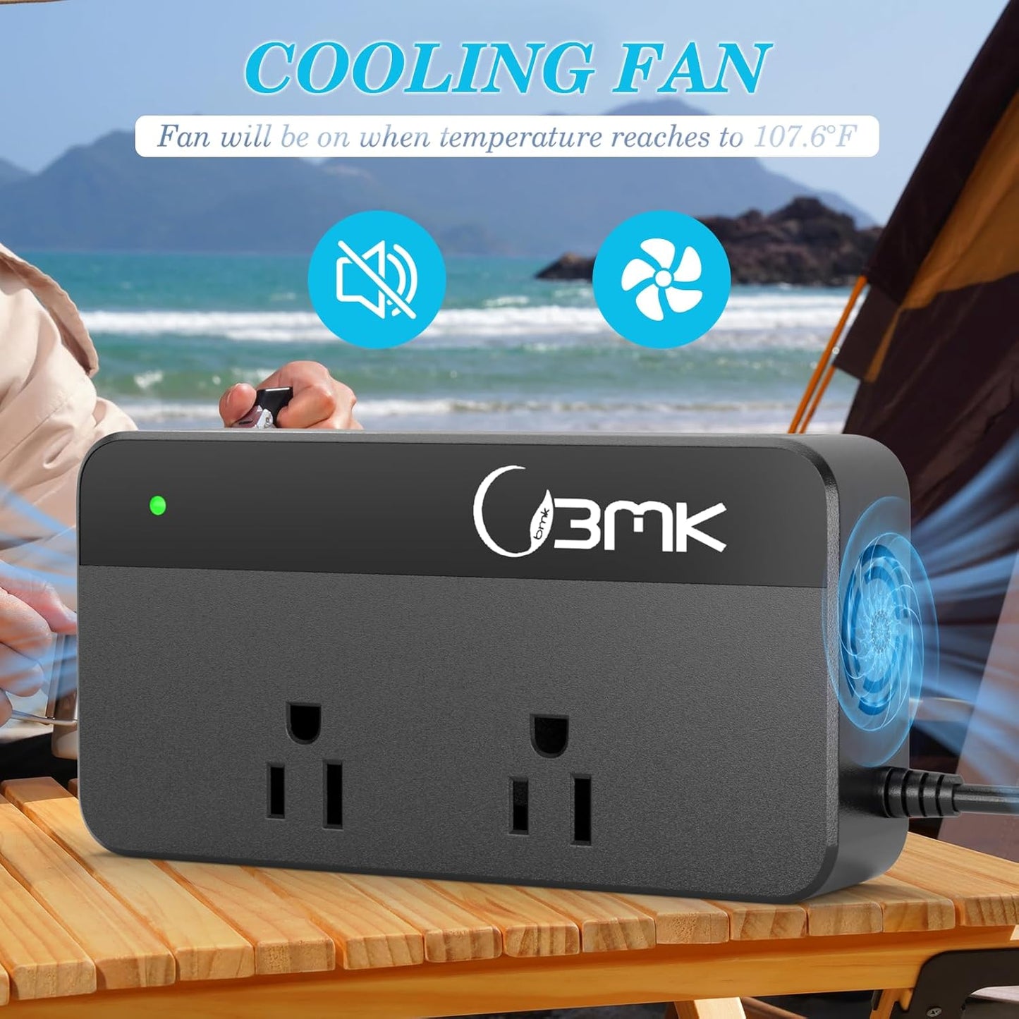 BMK 200W Car Power Inverter DC 12V to 110V AC Car Inverter 4 USB Ports Charger Adapter Car Plug Converter with 2 QC3.0 USB and 2 Type C Ports (Black)