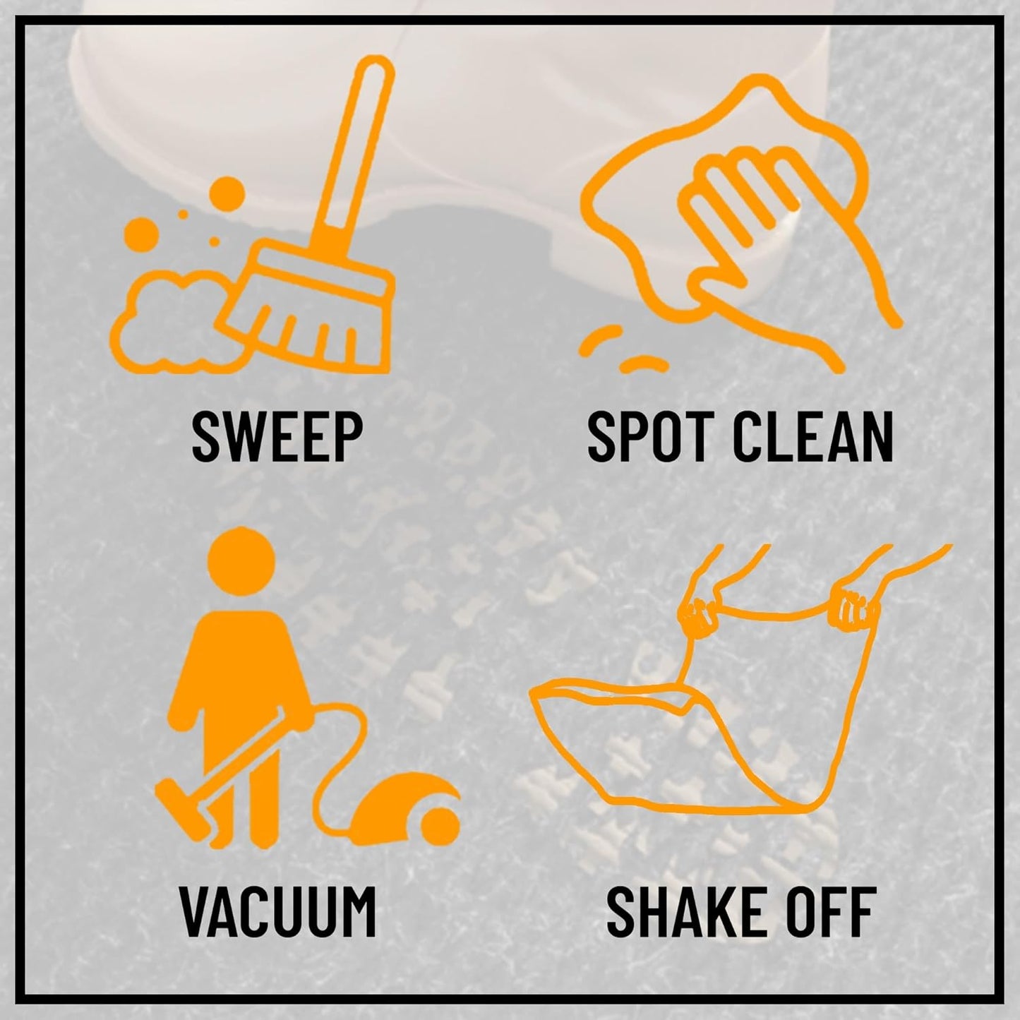 Ottomanson 2' x 27' Hallway Runner with Scraper Pile Extra Durable Non-Slip Rug Mat for Indoor & Outdoor Use - Ideal for Kitchen, Entryway, Patio & Garage - High-Traffic Carpet, Black