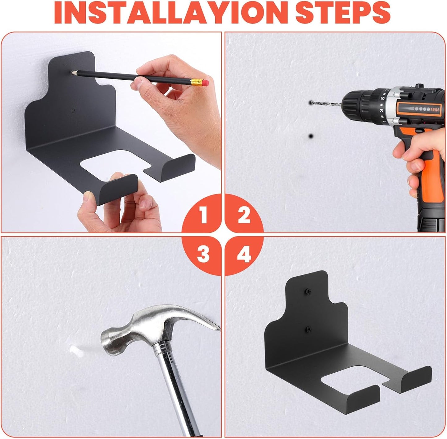 2 Pack Garage Organizer Trimmer Rack, Garden Power Tool Hanger Weed Whackers Holder Wall Mounted for Grass Trimmer, Hedge Trimmer, Garage Trimmer, Garden Tools