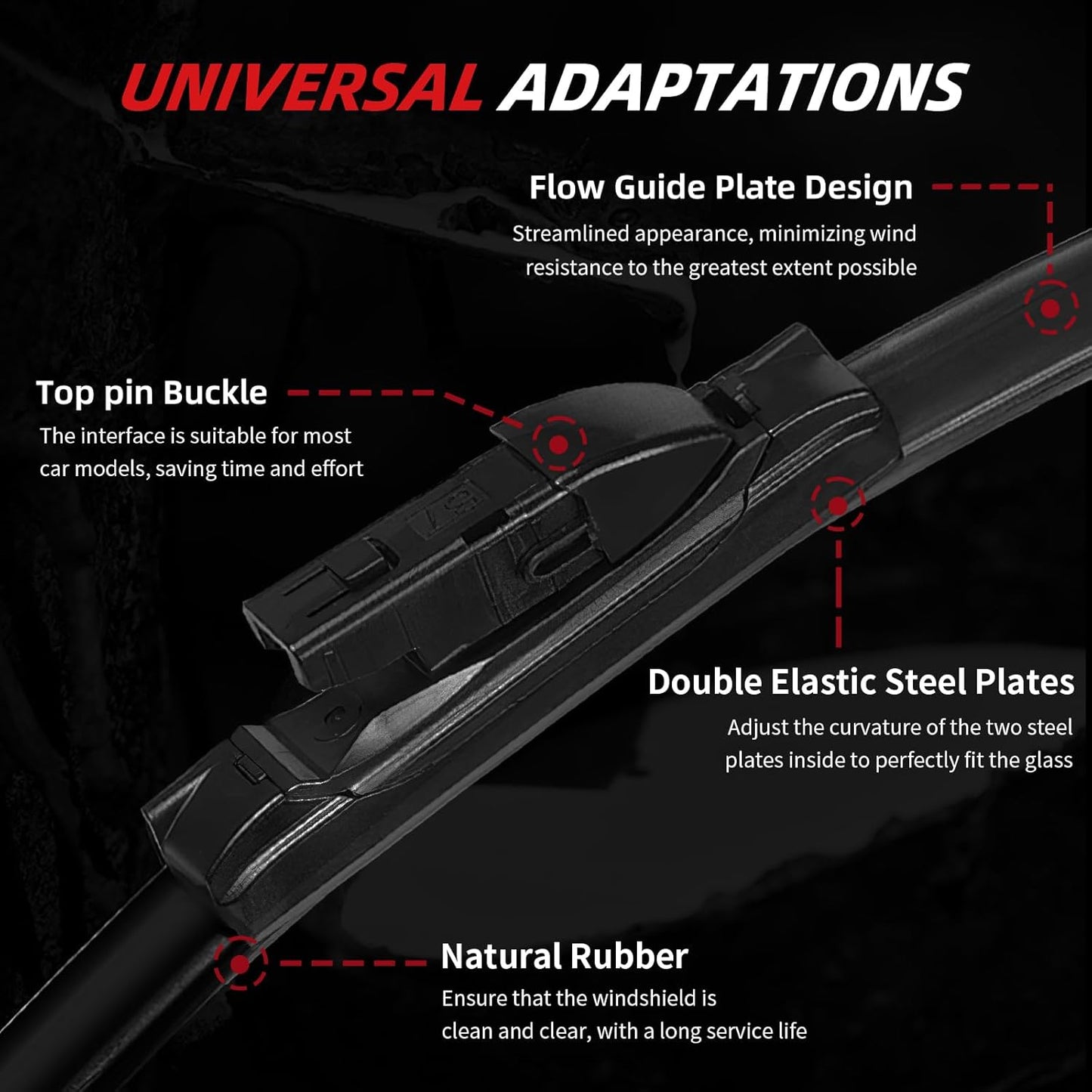 OTUAYAUTO Premium Windshield Wiper Blades - Replacement for Subaru Ascent 2019-2023 - Precision Fit, All-Weather Performance, Front and Rear Wiper Blades, Top Lock - 26"+20"+14" (Pack of 3)