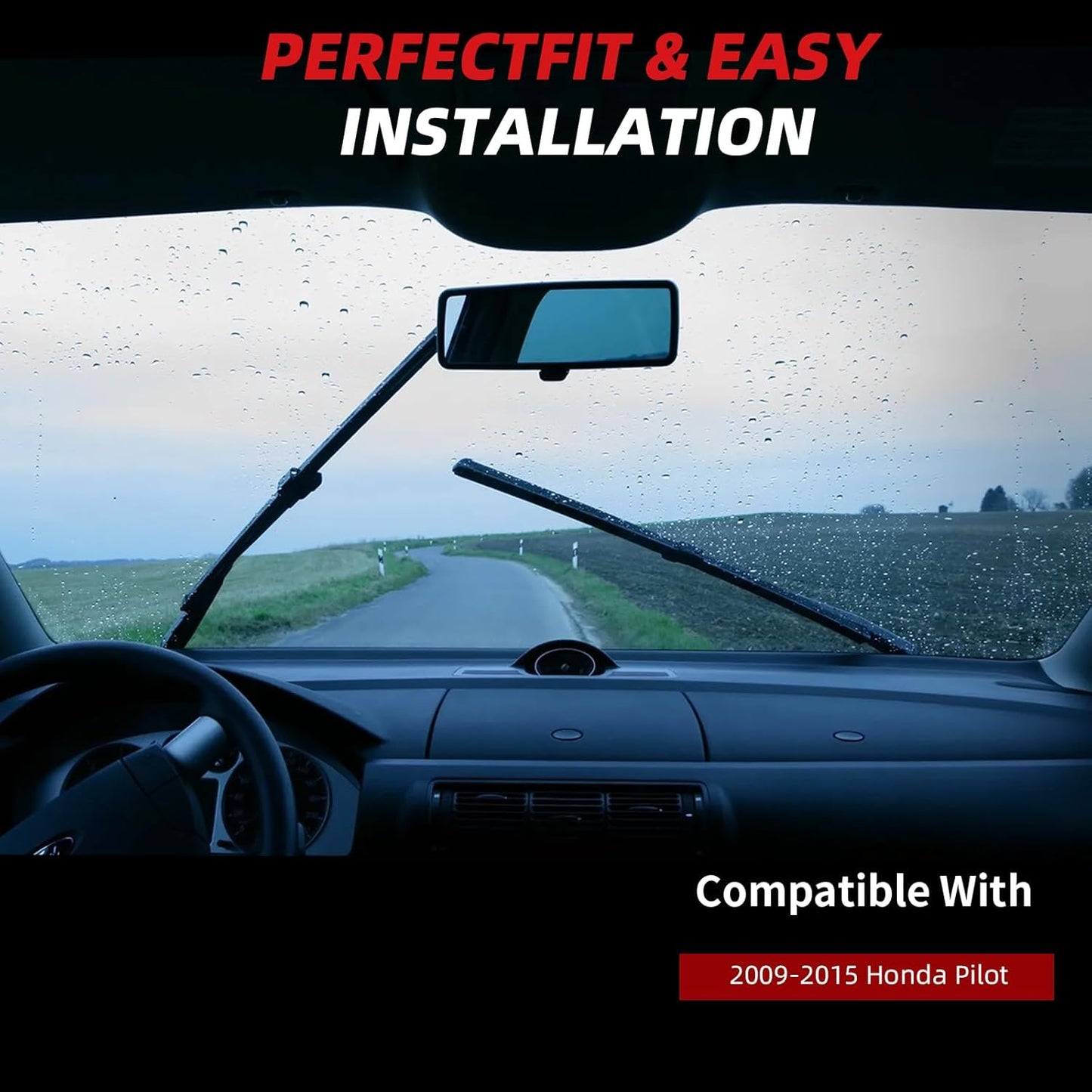 OTUAYAUTO Premium Windshield Wiper Blades - Replacement for Honda Pilot 2009-2015 - Precision Fit, All-Weather Performance, Front and Rear Wiper Blades, J/U Hook - 22"+21"+15" (Pack of 3)