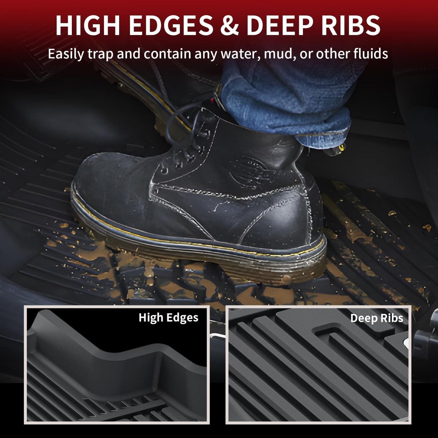 LASFIT Floor Mats for Mercedes Benz G Class 2026 2025 2024 2023 2022-2019 G550 / G580 / G63 AMG, All Weather TPE Custom Fit Car Mats for Benz G Class Floor Liners 2019-2026, 1st & 2nd Row Set, Black