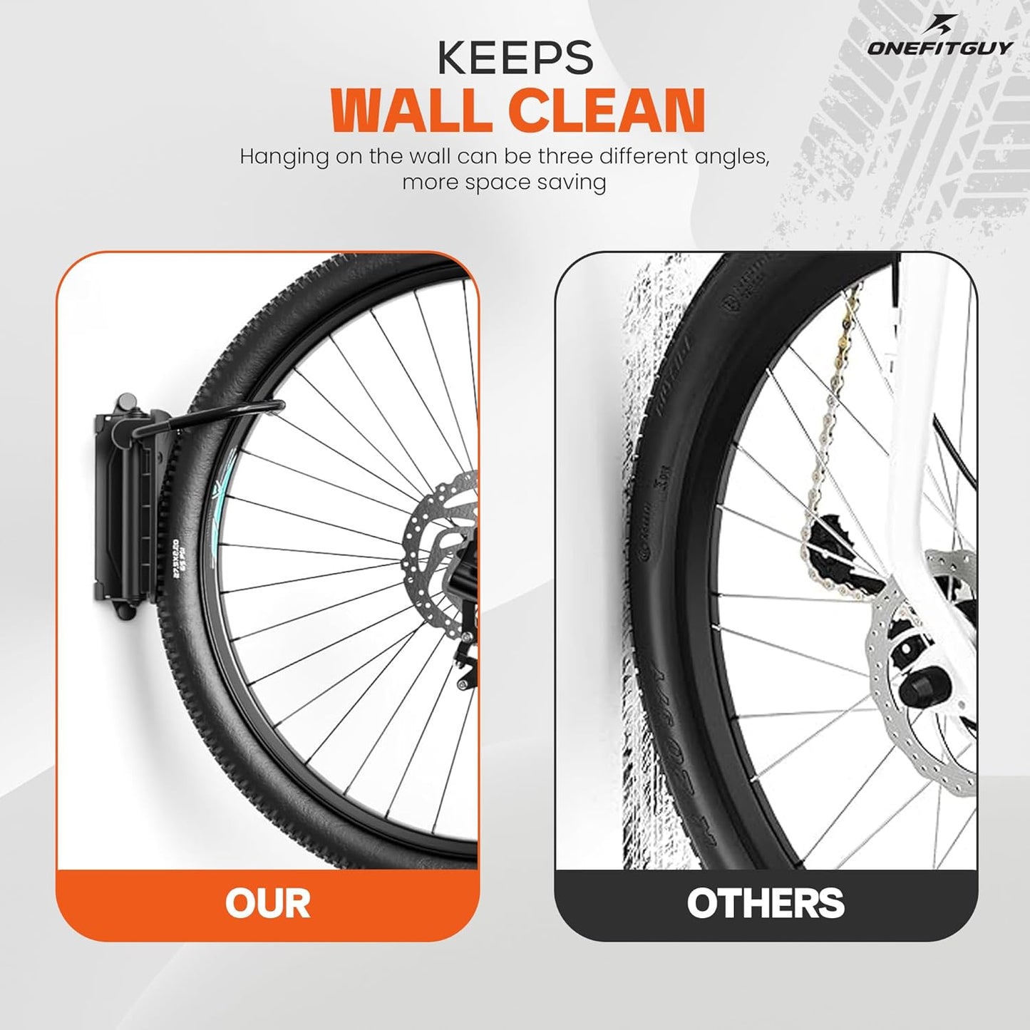 Swivel Bike Wall Mount, Bike Rack Garage, 150° Rotating & Space Saving Vertical Bike Hangers for Storage, Sturdy Bike Stand Holds Up to 66lbs, Easy to Install, 1 Pack