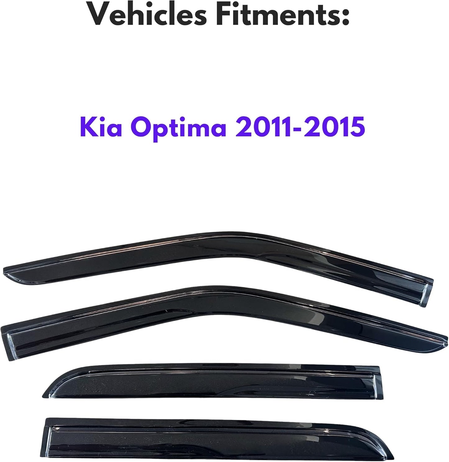 KPY Window Visor Compatible with Kia Optima 2011-2015, 4PC Rain Guard Side Window Vent Deflectors Tape-On Mugen Style, 2011 2012 2013 2014 2015