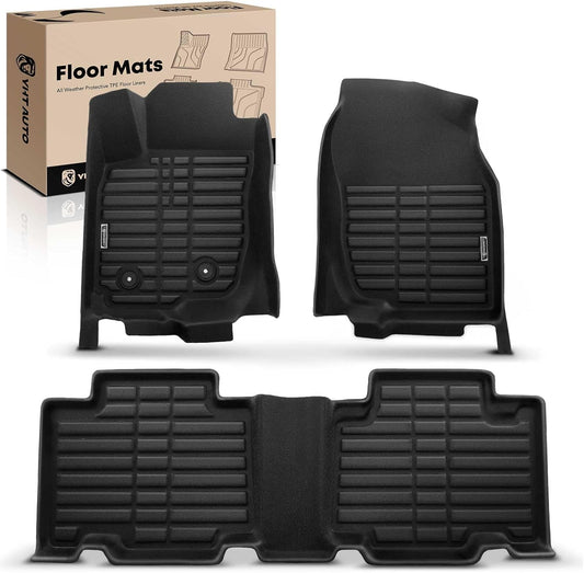 YHTAUTO Automotive All Weather Floor Mats Compatible with Toyota RAV4 2006-2012 5 Seats, Without 3rd Row Seat, Car Mats Custom Fit TPE Floor Liners Front & Back Seat, Black, Set of 3