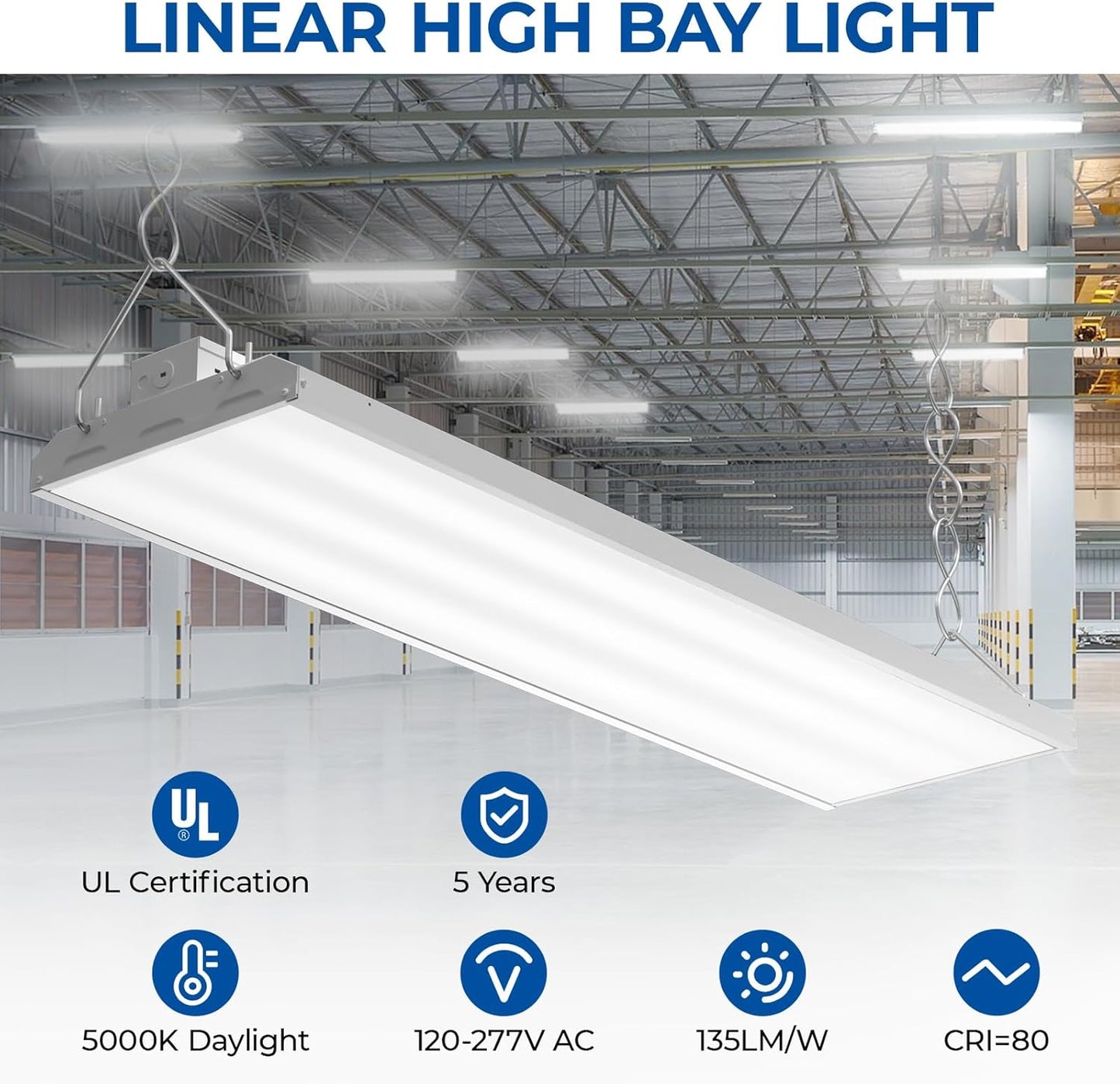 CINOTON 4FT 210W LED Shop Light with 28350LM,0-10V Dimmable Linear High Bay Lighting with 5000K,120-277V 135LM/W Commercial Hanging Lights for Garage Office Warehouse Workshop Factory UL Listed 2Pack