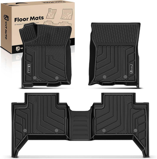 YHTAUTO Floor Mats Fit 2016-2023 Toyota Tacoma Double Only for Automatic, TPE All Weather Floor Liner Odorless Custom Fit Car Mats, 1st 2nd Row Tacoma Accessories, Black