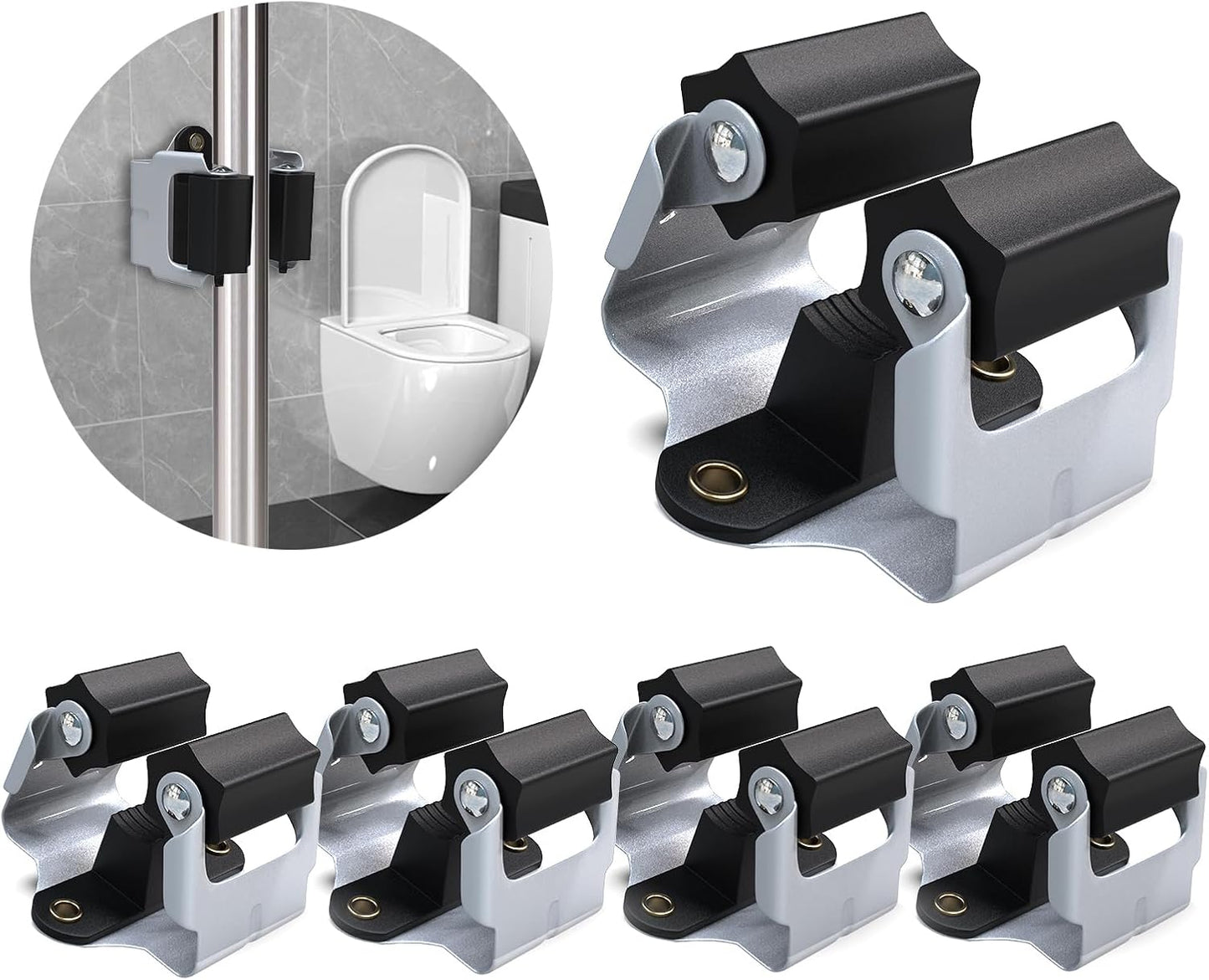 3-H 4 Pack Mop and Broom Holder Big Size Hanging 1 KG Extra,Broom Holder Wall Mount for Hanging and Organizing Shove Rake Yard Tools in Shed Kitchen Laundry Room Bathroom Garden(black