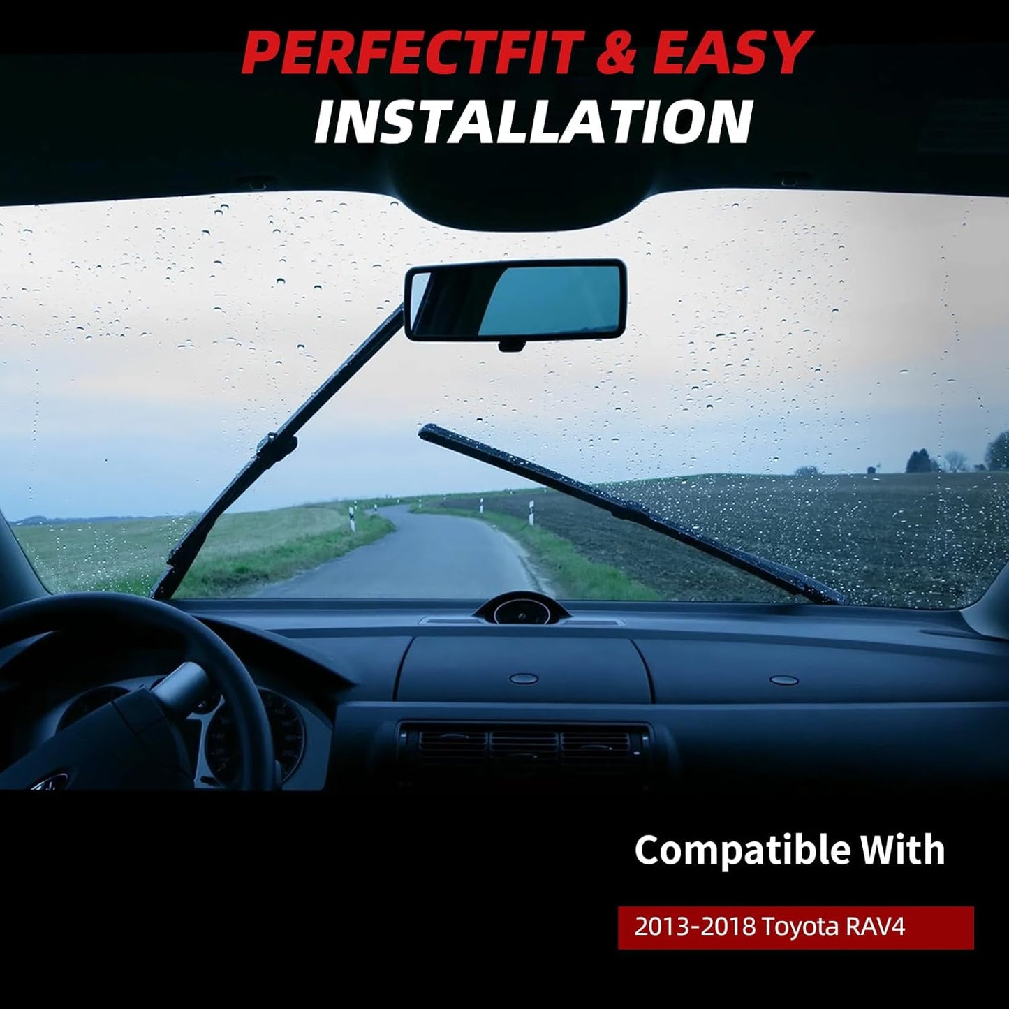 OTUAYAUTO Windshield Wiper Blades - Replacement for Toyota RAV4 2013 2014 2015 2016 2017 2018, Front and Rear Wiper Blades for My Car, U/J Hook - 26"+16"+10" (Pack of 3)