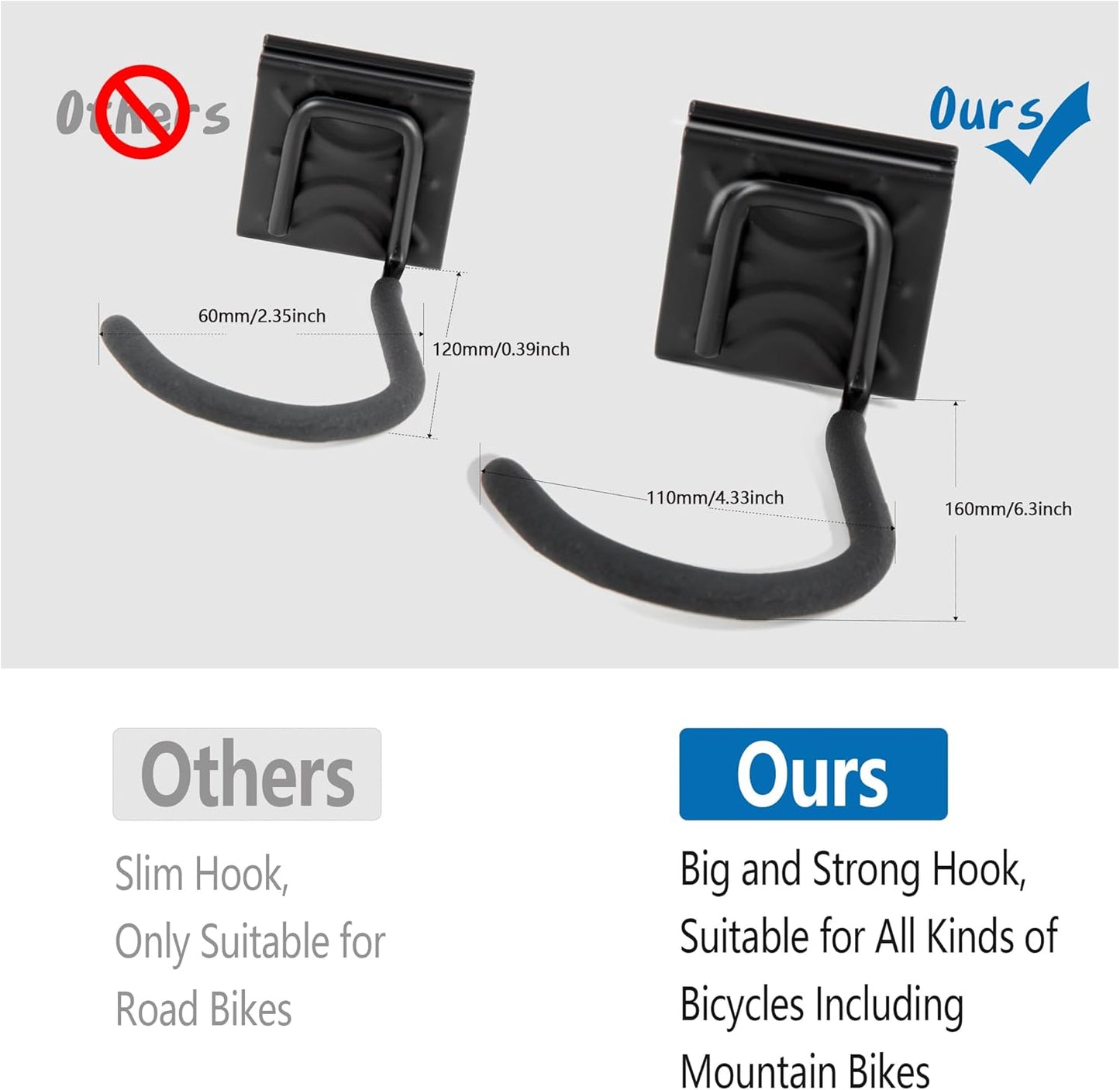 Sinoer Bike Storage Rack,Bike Storage Hanger, 4 Bikes + 3 Helmets Heavy Duty Bike Storage Vertical Bike Rack Holds up to 66lbs, 20 inches / 511mm -2 Rails