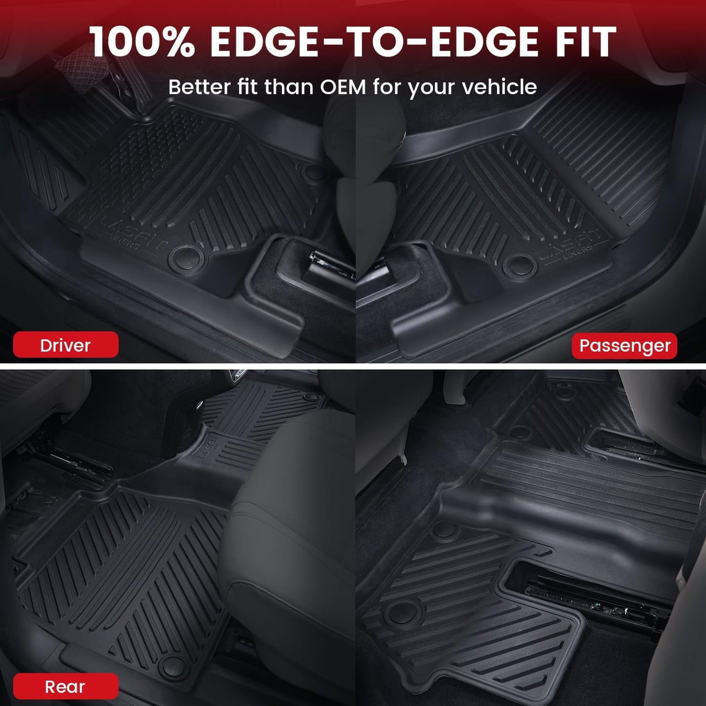 LASFIT Floor Mats Fit for Mercedes Benz GLS 450/580 / 63 AMG 2026 2025 2024 2023 2022 2021 2020 (Only Fit 6 Seats), All Weather TPE Floor Liners for Mercedes GLS 2020-2026, 1st & 2nd & 3rd Row Set