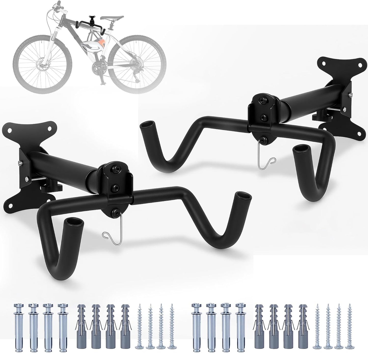 Bike Wall Mount, 1 Pack Bike Hanger, Foldable Bicycle Storage Horizontal Rack, Includes Bike Hook, for Garage, Indoor or Shed with Screws
