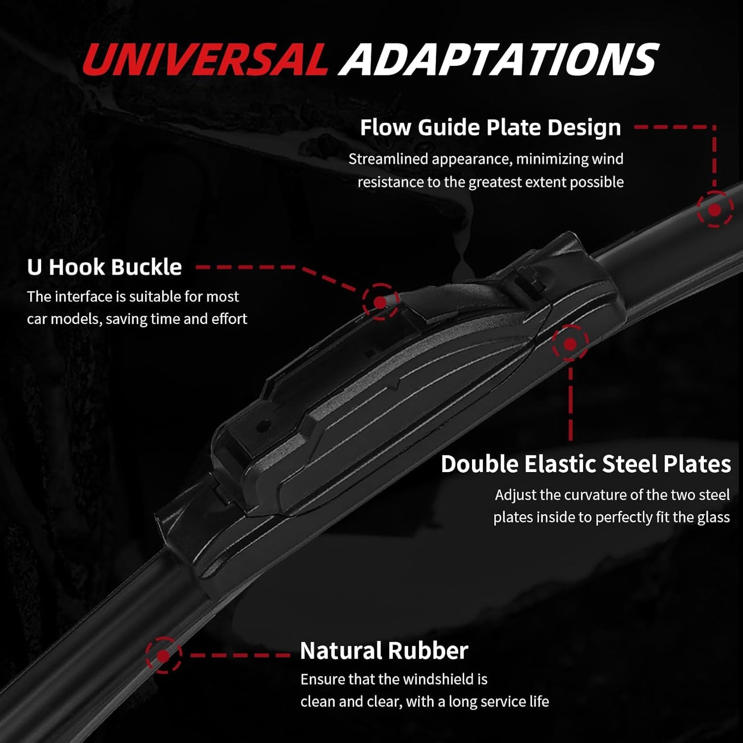 OTUAYAUTO Windshield Wiper Blades - Replacement for Toyota RAV4 2013 2014 2015 2016 2017 2018, Front and Rear Wiper Blades for My Car, U/J Hook - 26"+16"+10" (Pack of 3)