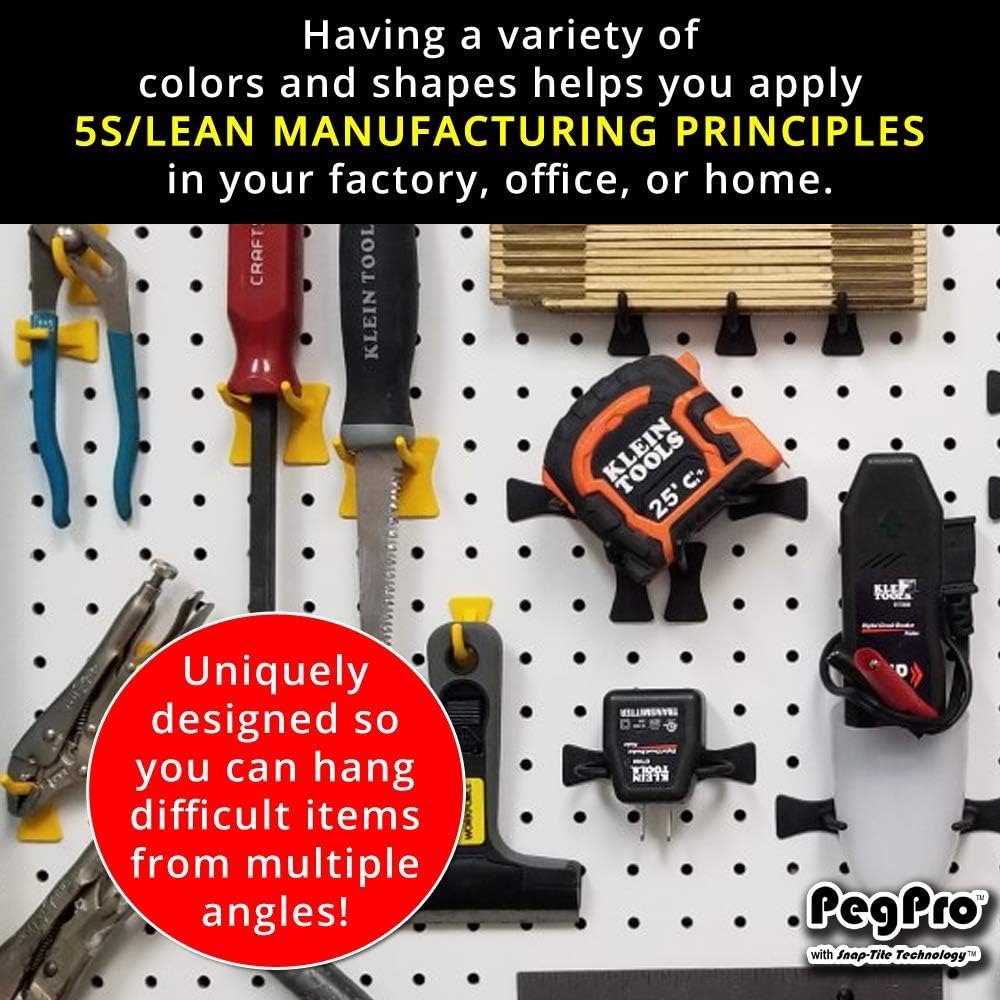 PegPro® J Hooks Kit for Standard “Wood Fiber” pegboard – Durable Plastic Pegboard Hooks - for Garage, Kitchen, Craft Room, and More (J Hook - 24 Pack, Pink)