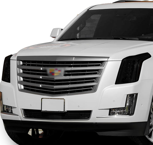 BOGAR TECH DESIGNS Full Headlight Head Light Tint Kit Fits Cadillac Escalade (ESV) 2015-2020, Dark Smoke