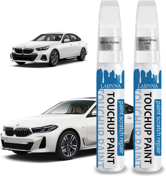 Mineral White (A96) Touch Up Paint for BMW-Exact Match 2 in 1 touchup Paint Pen for Chips and Nicks Repair Car Paint Scratch Repair Kit