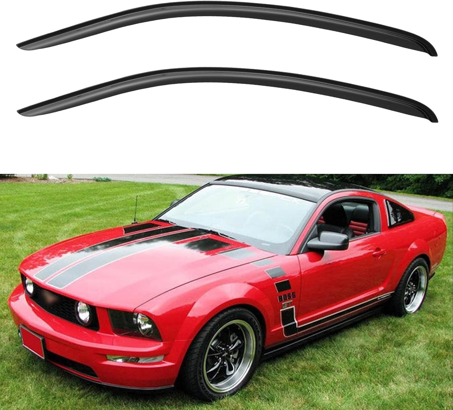 Window Visors Rain Guards Shield for 2005-2009 Ford Mustang, Out-Channel Window Vent Wind Deflectors Visors Shades for 05-09 Ford Mustang