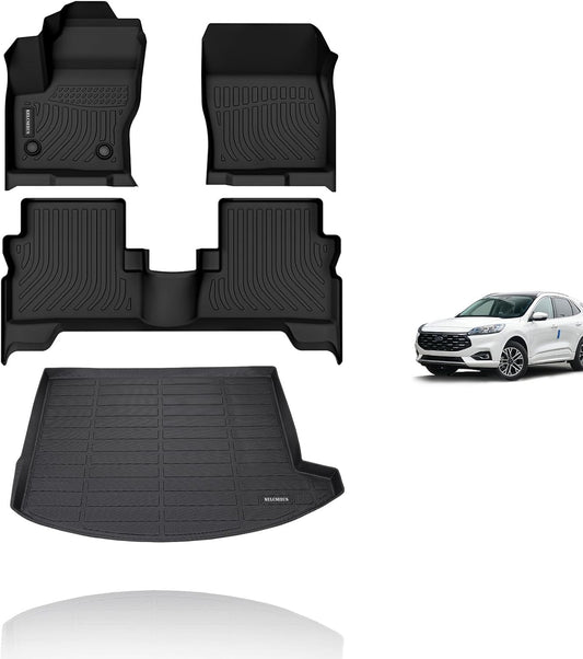 KELCSEECS Floor Mats & Cargo Liner Custom for 2013 2014 2015 2016 2017 2018 2019 Ford Escape & C-max All Weather Car Mats Trunk Mat Floor Liners Ford Escape Floor Mats Accessories