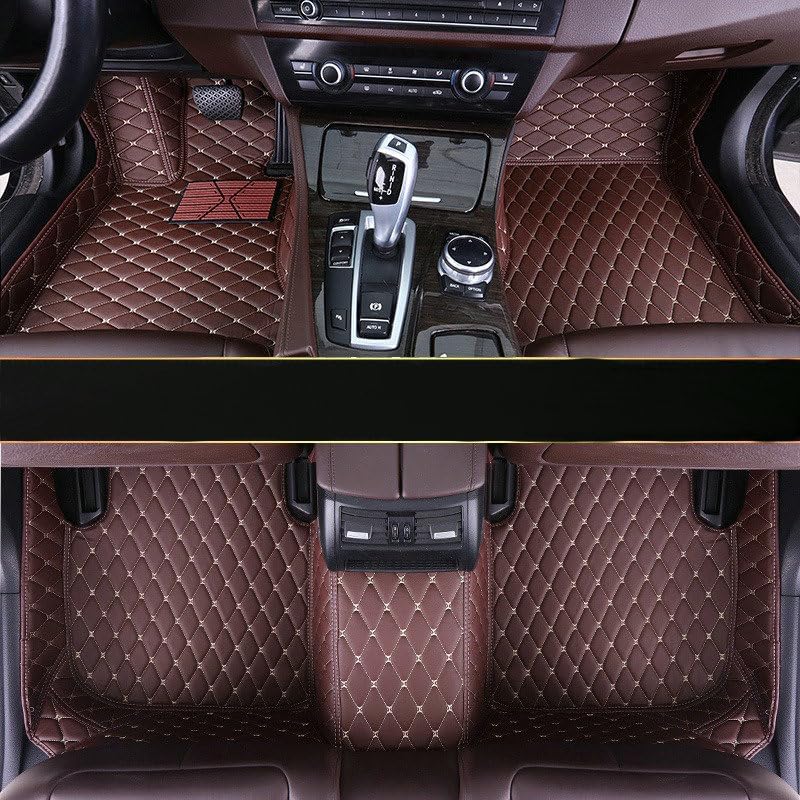 Custom Artificial Leather Waterproof All-Weather Car Floor Mats Fit for 99% Sedan SUV Sports Car Vehicle Car Mat (Brown)