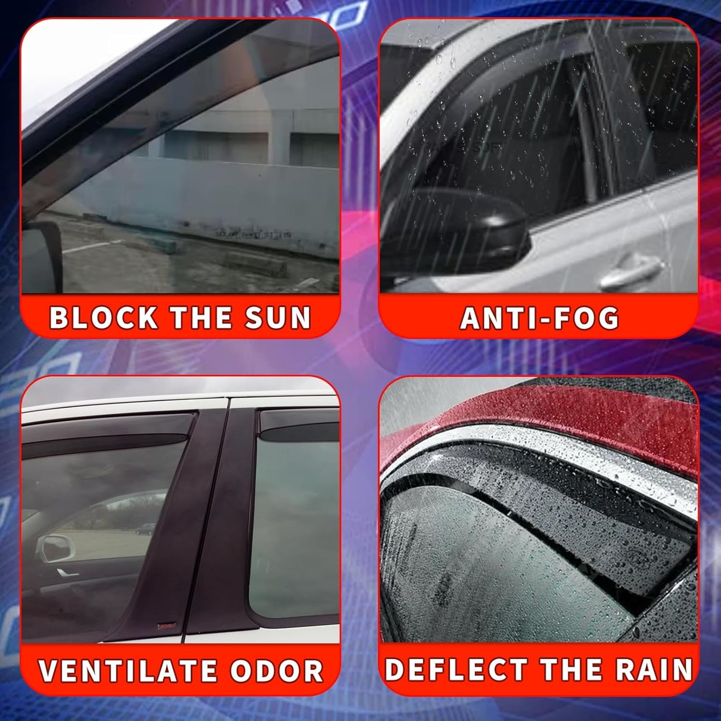 in Channel Rain Guards Fit for Ford Explorer 2011 2012 2013 2014 2015 2016 2017 2018 2019, Durable Vent Window Visors, Smoke Tinted Wind Deflectors, Vent Shade Shield, 4 PCS