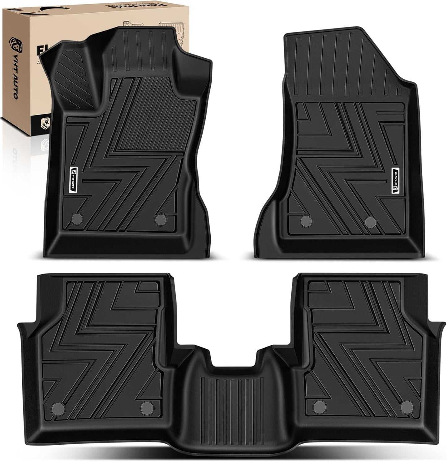 YHTAUTO Floor Mats Fit 2017-2025 Jeep Compass, TPE All Weather Car Mats Waterproof Anti-Slip Odorless Floor Liner, Interior Car Accessories Front & 2nd Row Liner