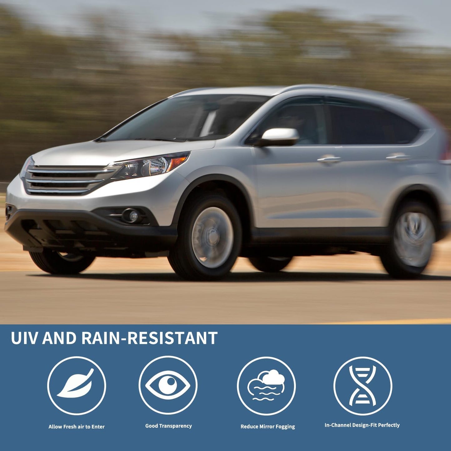 4PCS Rain Guards Window Visors Wind Deflector Fits for 2012-2016 Honda CR-V (CRV) SUV, Front & Rear Vent Visors, Outside Mount Vent Shade Shield 2013 2014 2015