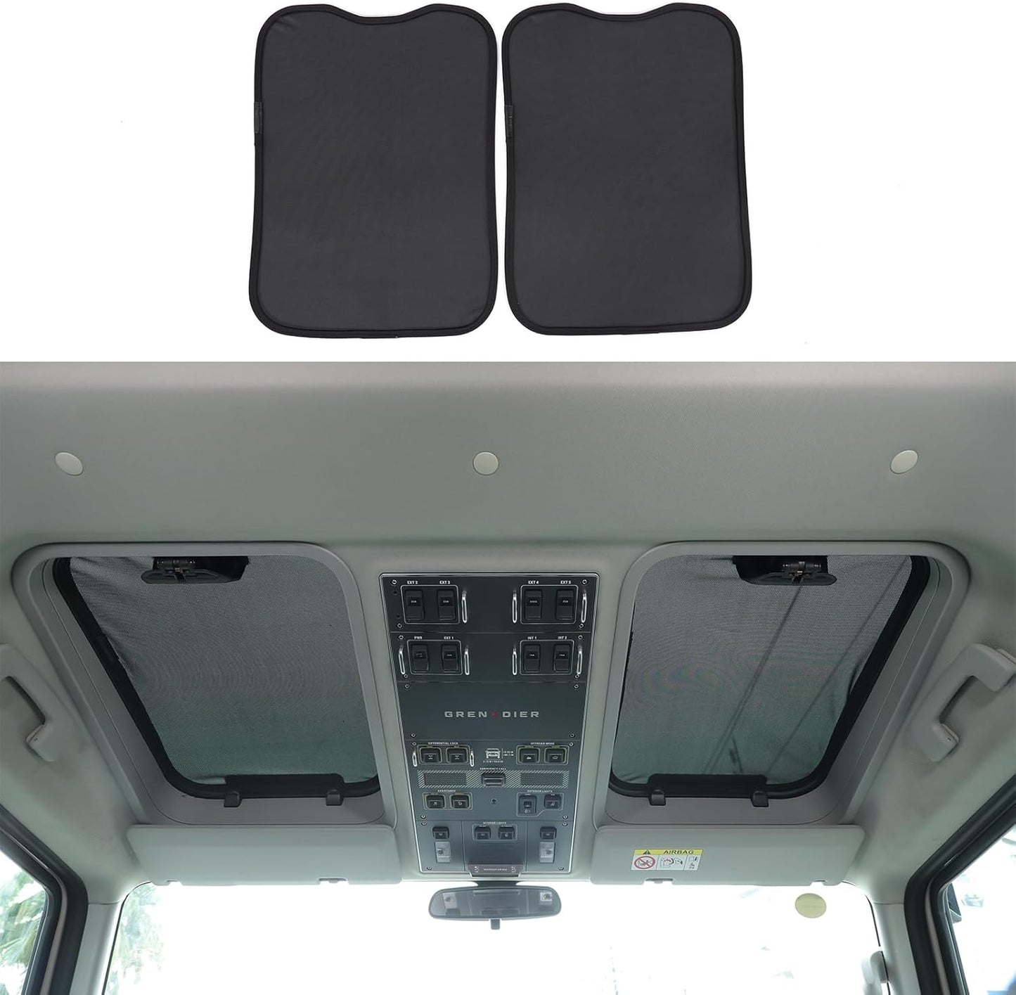 Compatible with INEOS Grenadier 2020-2024 Car Sunroof Sun Shade, Foldable Memory Steel Wire Car Sunroof Sun Shade Breathable Mesh Keep Cool