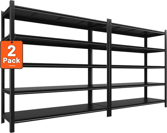 48.2" W Garage Shelving 3000LBS Storage Shelves Heavy Duty Garage Storage Shelves Adjustable 5 Tier Metal Shelves for Storage Industrial Heavy Duty Shelving Utility Shelf 24.2"Dx48.2"Wx 72.2"H