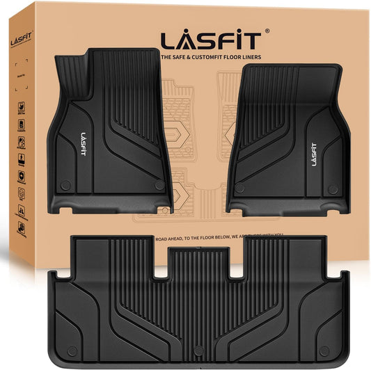 LASFIT Premium Extra Thick Floor Mats Fit for Tesla Model S & Model S Plaid 2025 2024 2023 2022 2021, Custom Fit TPE All Weather Floor Liners 1st & 2nd Front Rear Row Car Mats, Black