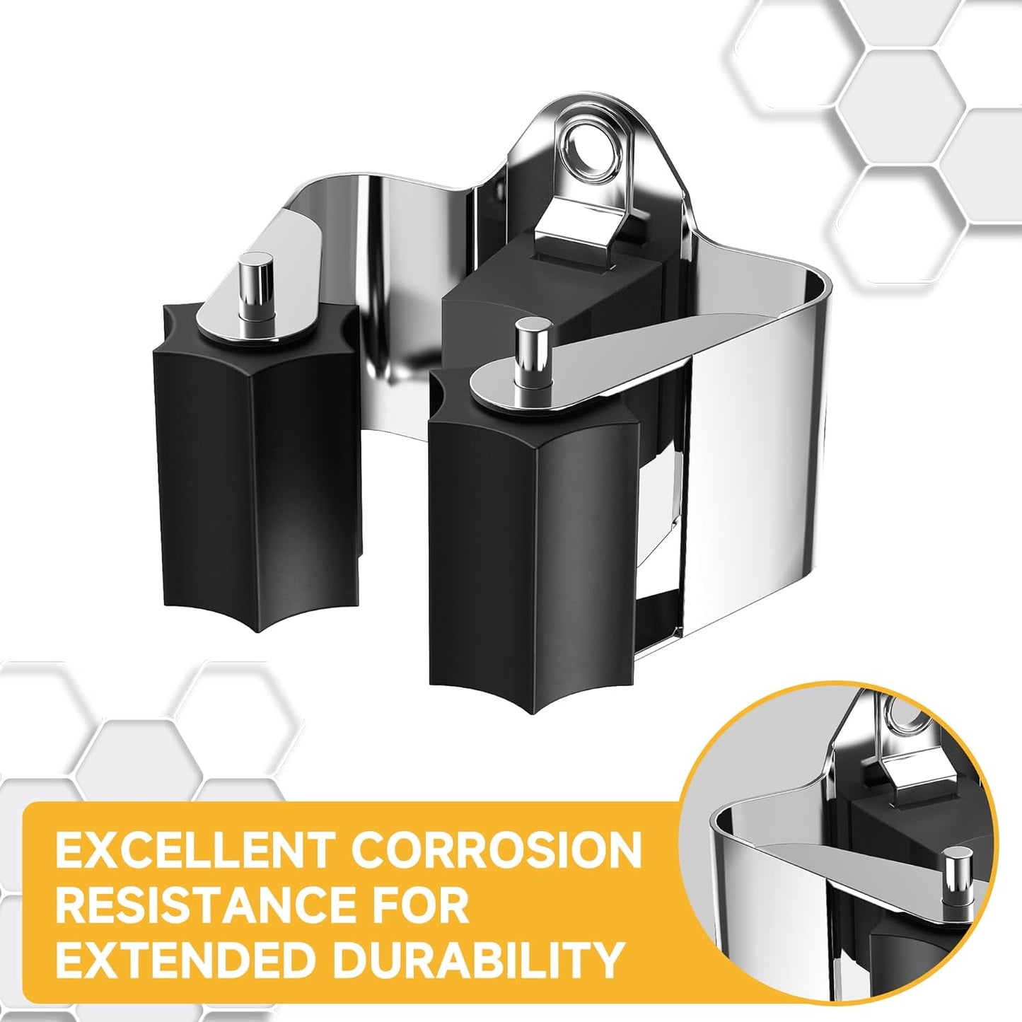 Broom Holder Wall Mount – 12 Pack Broom Rack with Star Shaped Rubber Rollers & Nickel Plated Brackets for Strong Grip and Long Life – Ideal for Garden Tools Organization