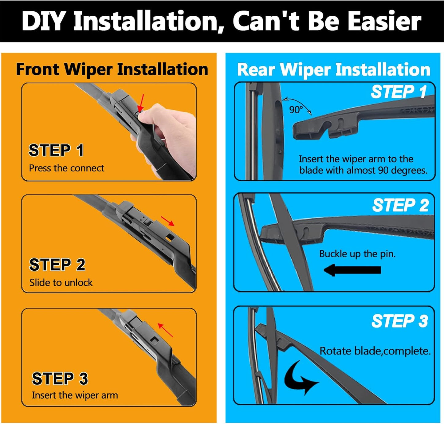 AUTOBOO 26"+20" Windshield Wipers with 14" Rear Wiper Blade Replacement for Subaru Ascent 2019 2020 2021 2022 2023-Original Factory Quality (Pack of 3)