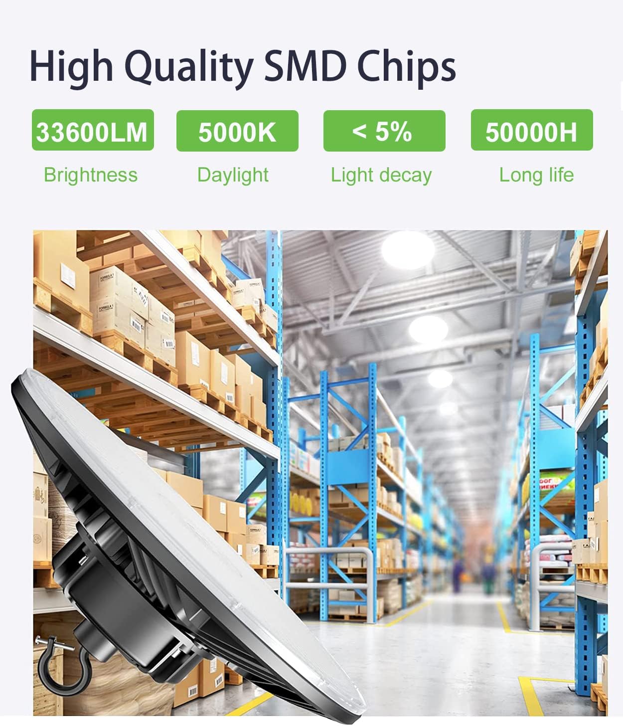 240W UFO LED High Bay Light, UL & DLC Listed 5000K Daylight 33600LM, 0-10V Dimmable LED High Bay Lights AC100-277V, IP65 Waterproof Commercial Bay Lighting Fixture for Warehouse Workshop