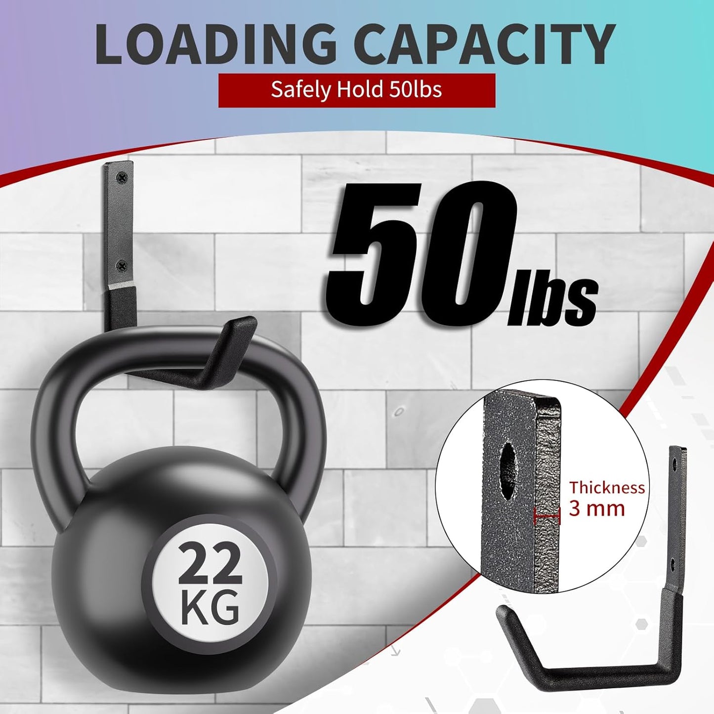 Heavy Duty Wall Mount Hooks - 6 pack, Small, Organizer with U Hooks Hangers For Garden Hose, Tools & More