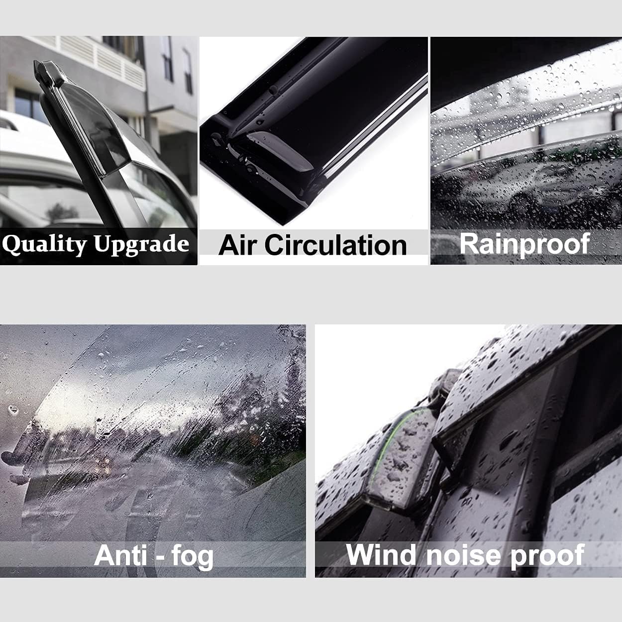 94514 Side Window Visor Wind Vent Deflector,4pcs Outside Mount Style Tap-On Sun Rain Guards Set,Dark Smoke Window Shade fit for 2007-2014 Chevy Tahoe/GMC Yukon