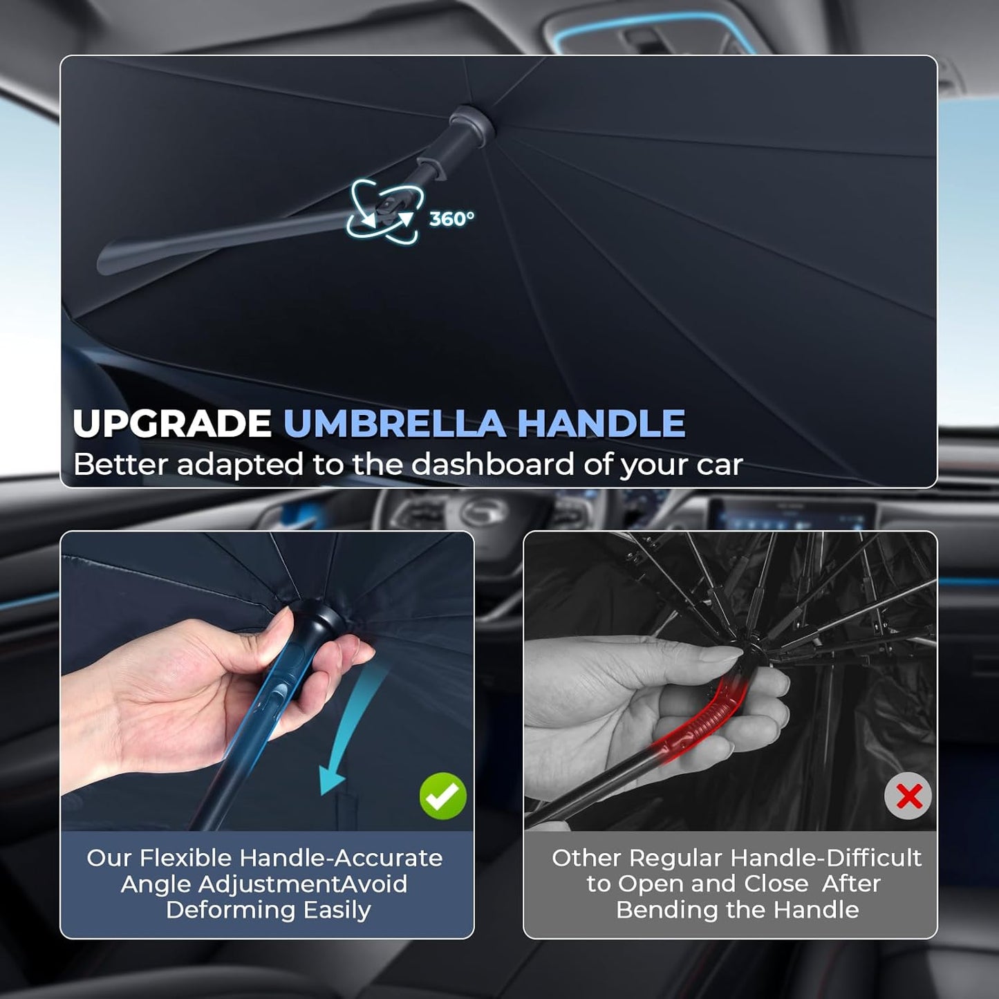 Windshield Sun Shade Umbrella: Custom Fit for 2021-2024 2025 Buick Envision Preferred, Essence, Avenir (E2XX) - Double Thickened Foldable Front Window Sunshade, UV & Heat Protection, Keeps Car Cool