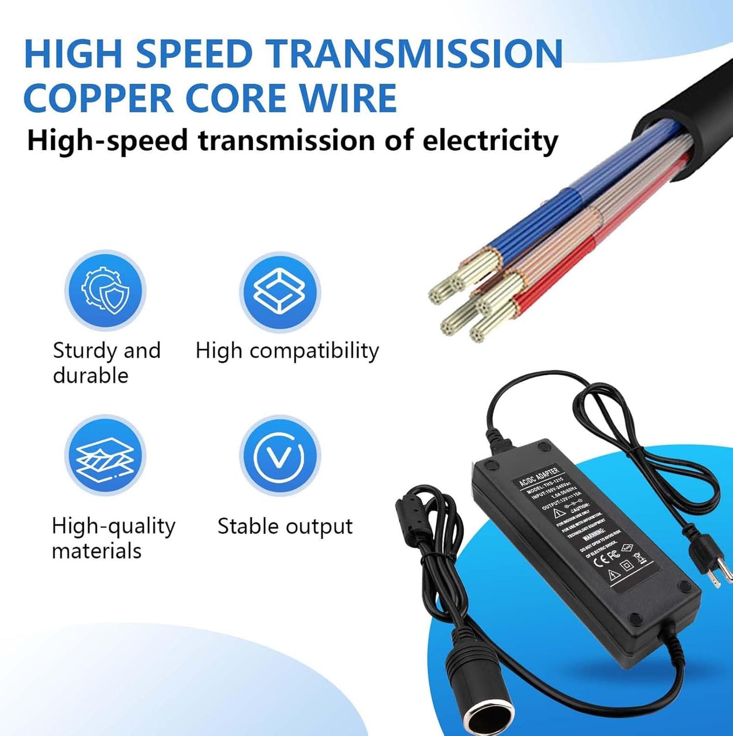 15A 180W 110V to 12V Converter AC to DC Converter 120 to 12 Volt Converter Car Cigarette Lighter Socket Adapter AC/DC Power Supply Adapter for Tire Inflator Car Refrigerator and Other Car Devices