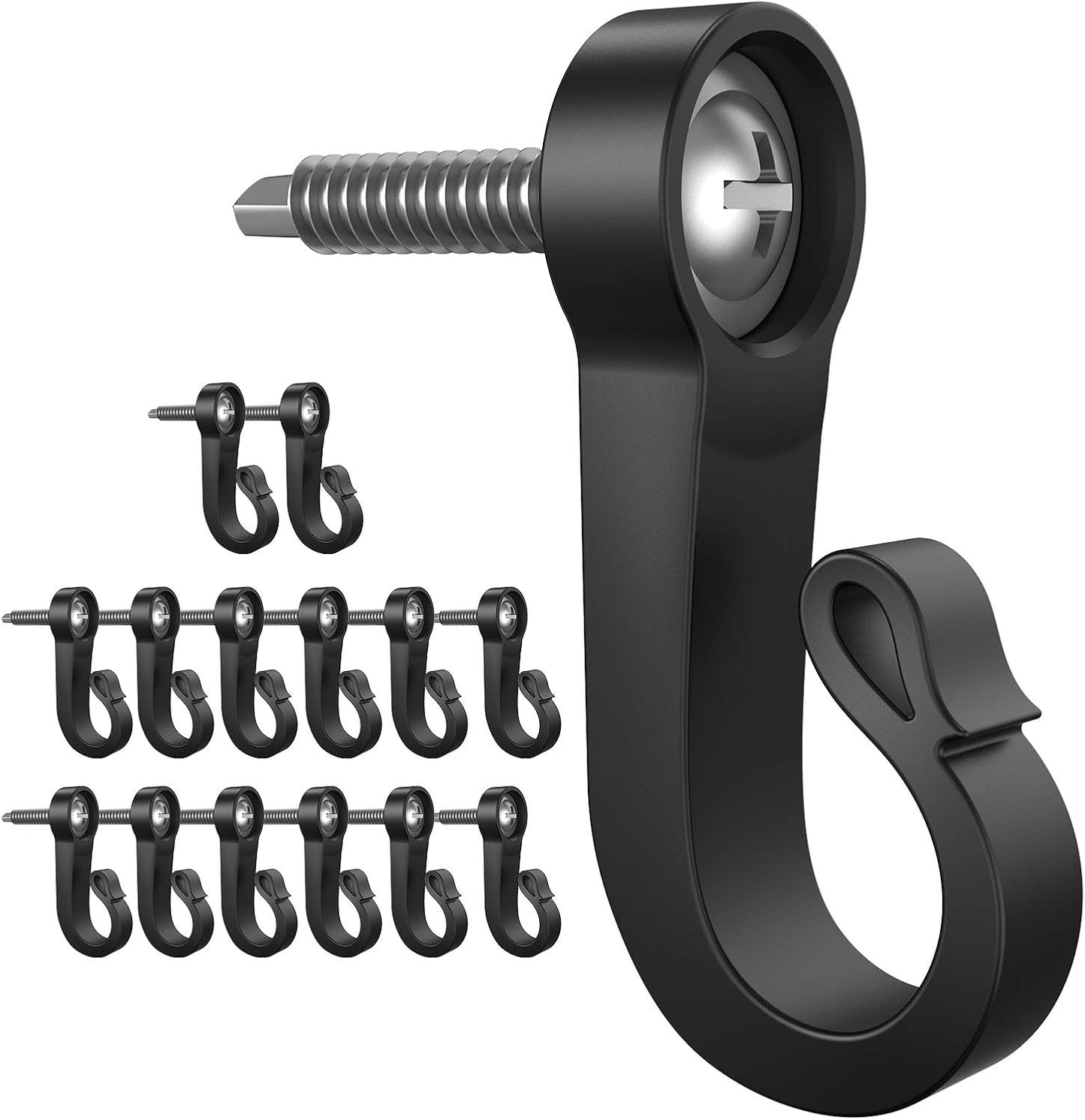 14-Pack Q-Hanger Hooks: Indoor & Outdoor Christmas Lights Hanger with Screw for Garage, New Year Party Hooks for Outdoor String Lights