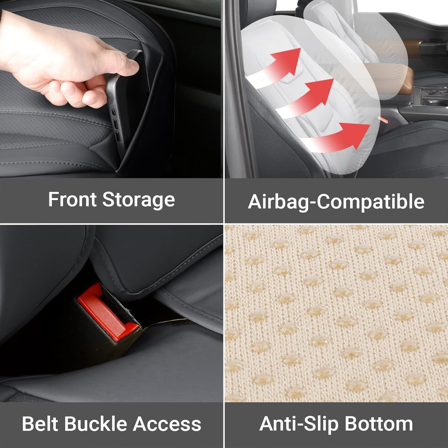 Coverland Custom Car Seat Covers Compatible with 2016-2025 Titan Crew Cab - Premium Leather Non-Slip Memory Foam Waterproof Cover Interior Protector Full Set-Dark Gray [See Size Chart-Size X118]