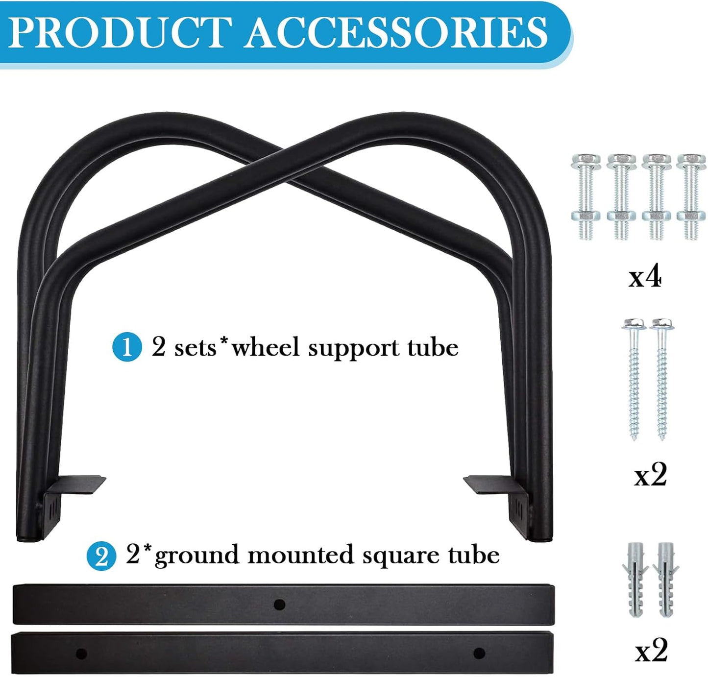 iCool Bikes Floor Bike Stand for 2 Bike, Bike Parking Rack Garage Bike Storage Indoor/Outdoor Stand, Max. Tire Width 2.15"