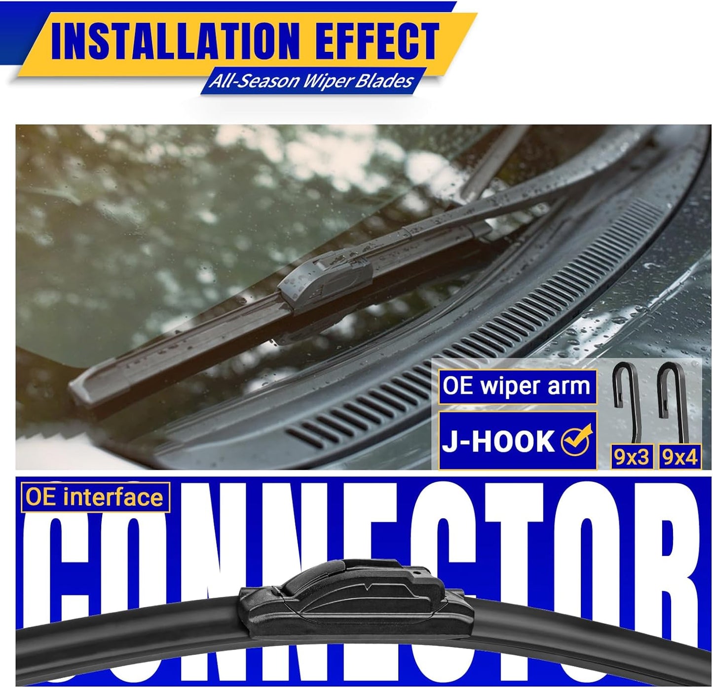 3 wipers Replacement for 2008-2019 2020 Dodge Grand Caravan, Chrysler Town & Country 2008-2016 Windshield Wiper Blades Original Equipment Replacement - 26"/20"/16" (Set of 3) U/J HOOK