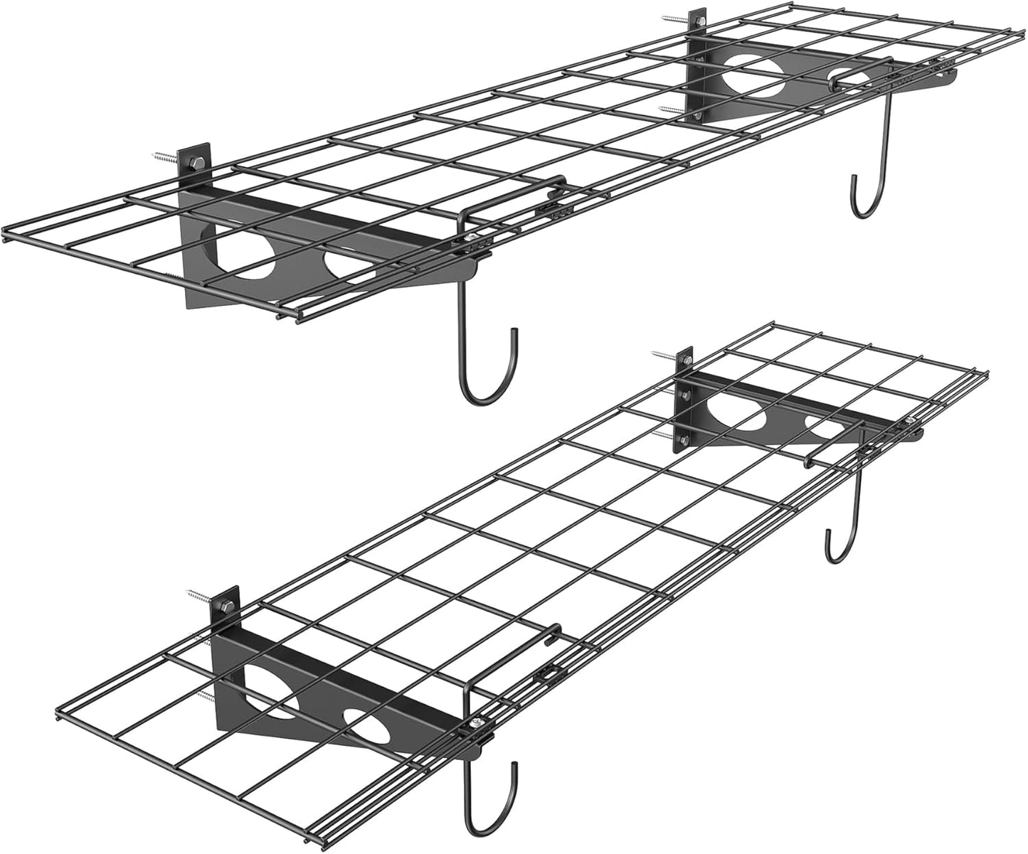 WALMANN 2 Pack Garage Wall Shelves, 1 x 4 ft/12 * 48 inch Wall Mounted Storage Shelves for Garage Heavy Duty Floating Shelving, Holds Up to 220 lbs(Black)
