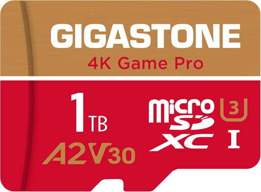 [5-Yrs Free Data Recovery] GIGASTONE 1TB Micro SD Card, 4K Game Pro, MicroSDXC Memory Card for Nintendo-Switch 1, GoPro, Action Camera, DJI, UHD Video, R/W up to 150/130 MB/s, UHS-I U3 A2 V30 C10
