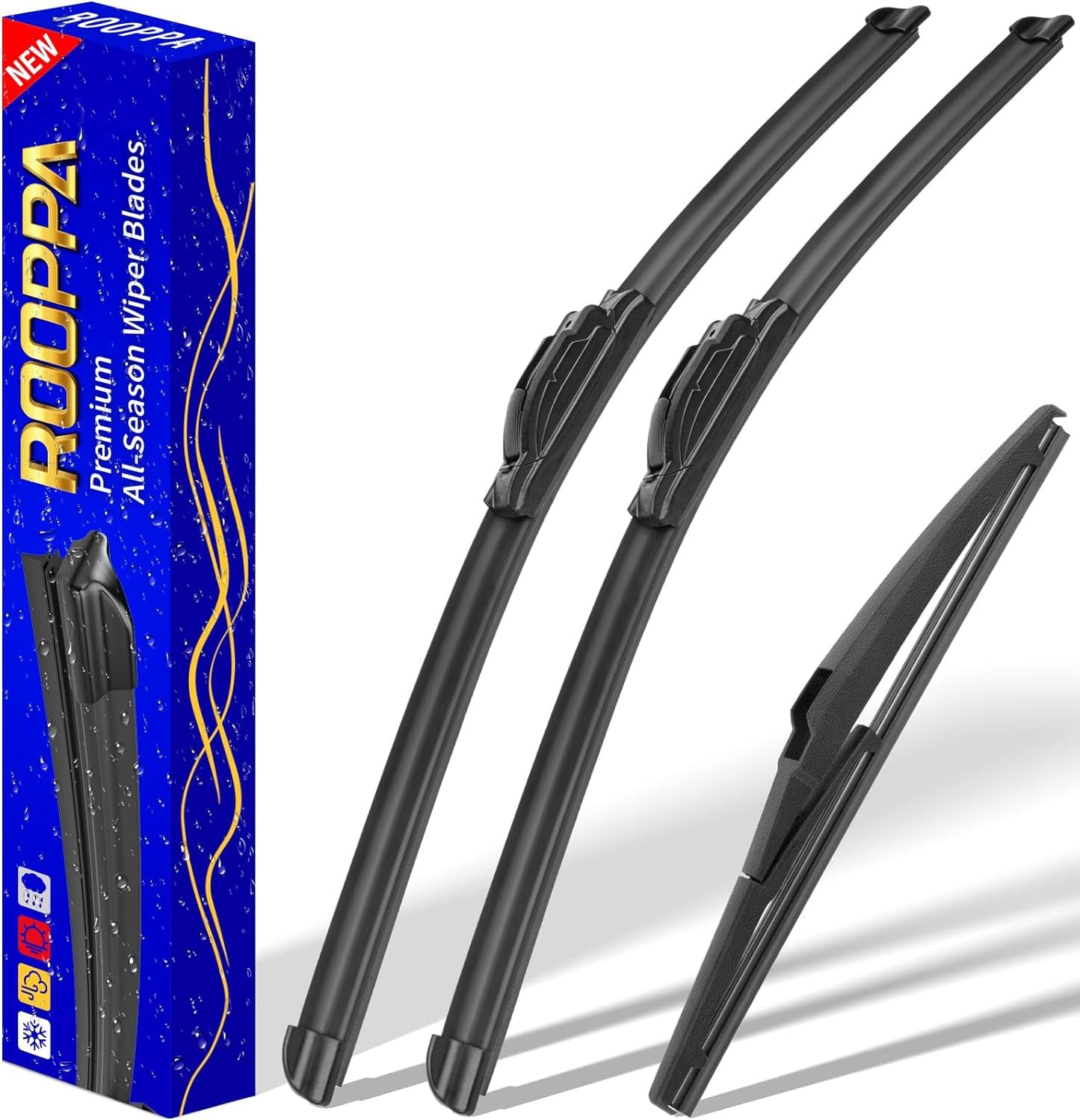 3 wipers Replacement for 2018-2023 Hyundai Kona/2019-2023 Hyundai Kona Electric, Windshield Wiper Blades Original Equipment Replacement - 26"/16"/11" (Set of 3) U/J HOOK